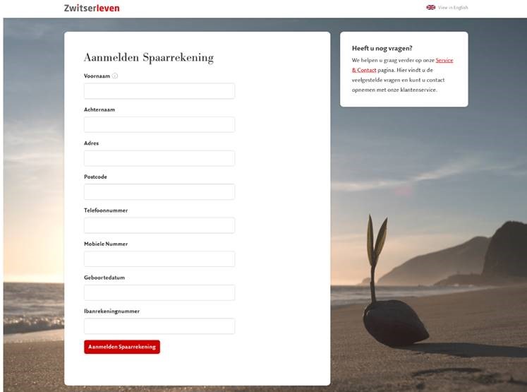 Aanmelden spaarrekening